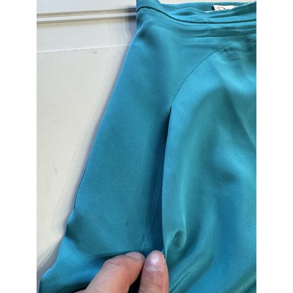 Vintage Oscar De La Renta Silk Skirt Blue Side Ruffle Pocket Rare Prototype Sz 2 - Picture 3 of 8